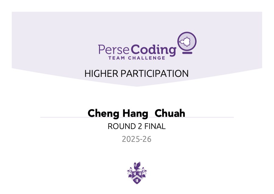 Perse Coding, Round 2 certificate