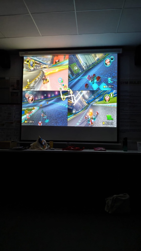 Mario Kart on the projector